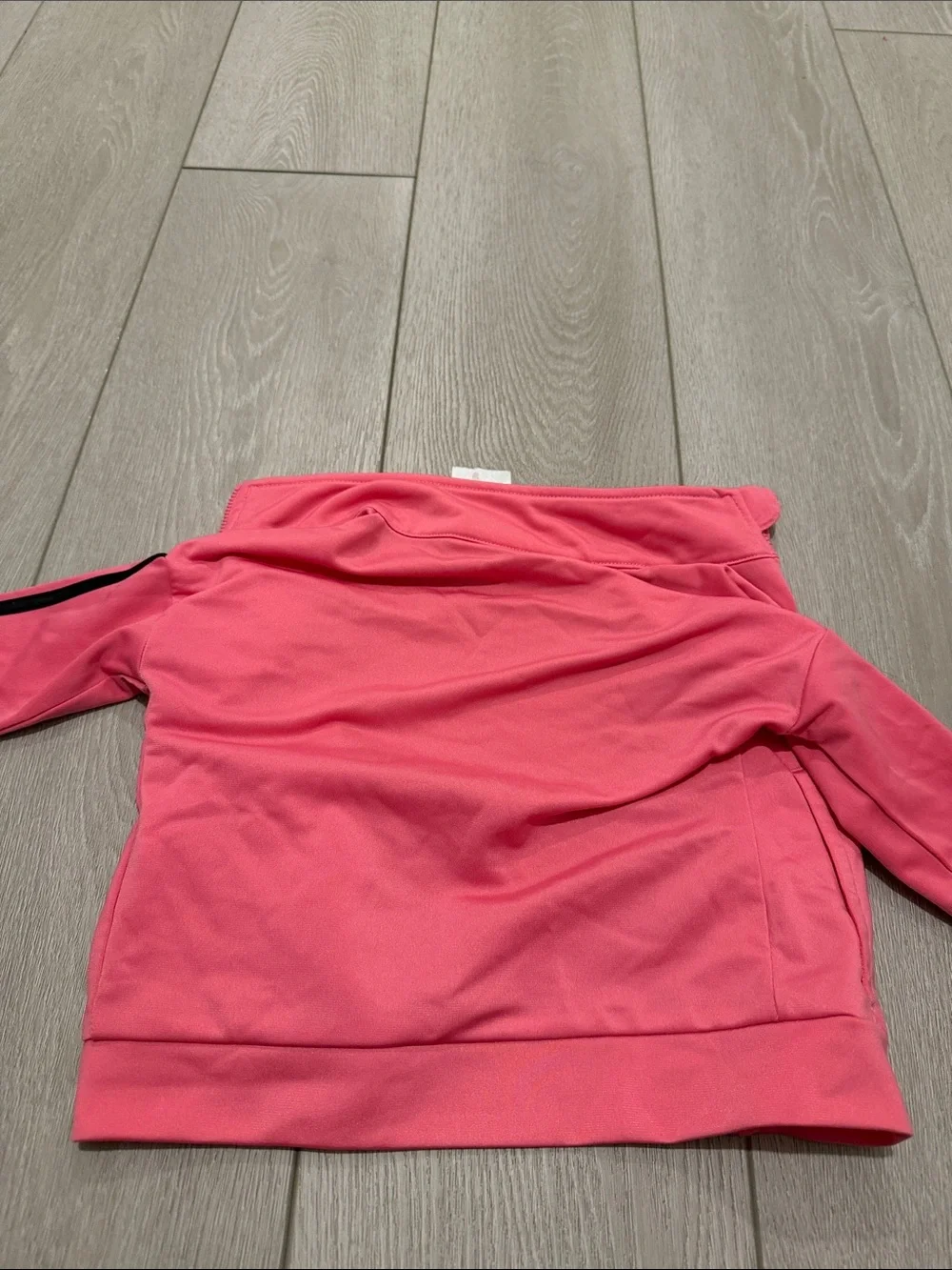 Adidas Toddler Pink Zip-Up Track Jacket with Black Stripes